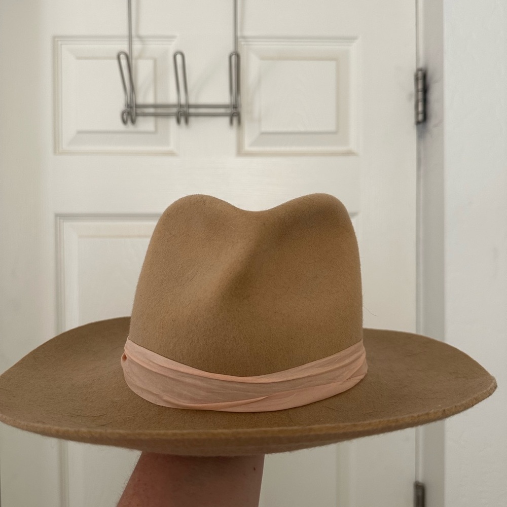 Lack Of Color Tan and Pink Wide Brim Hat
